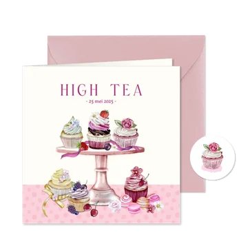 Uitnodiging high tea cupcakes